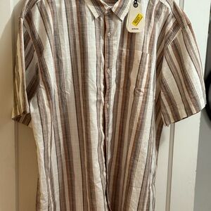 Prana Men's Groveland Button-Down Shirt - Brown and White